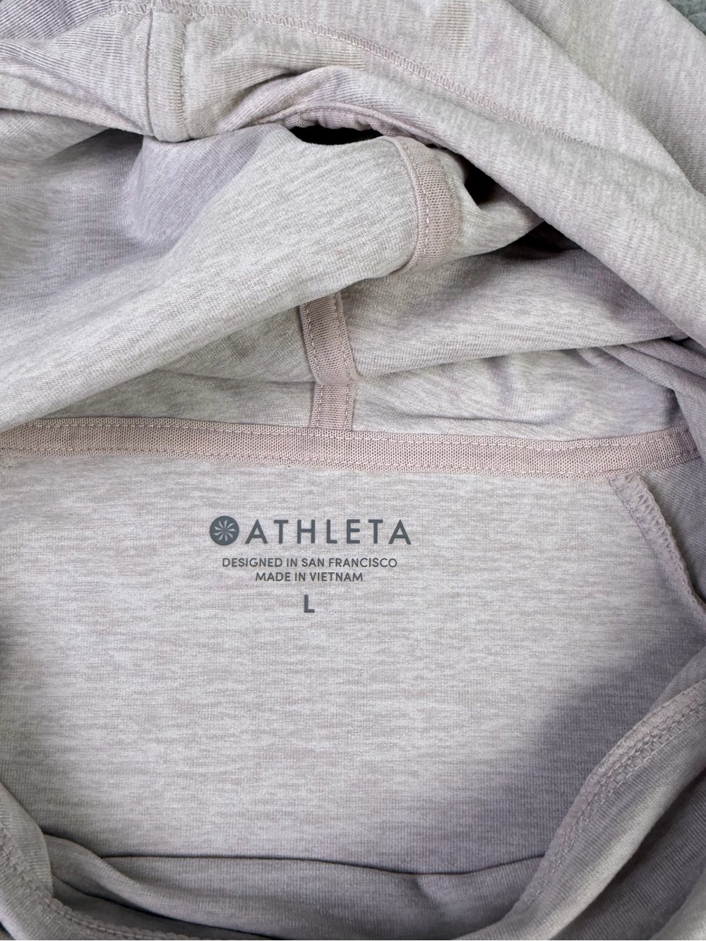 Athleta Uptempo Hoodie Sweatshirt Womens Large Light Pink Long Sleeve Pullover - Picture 4 of 9